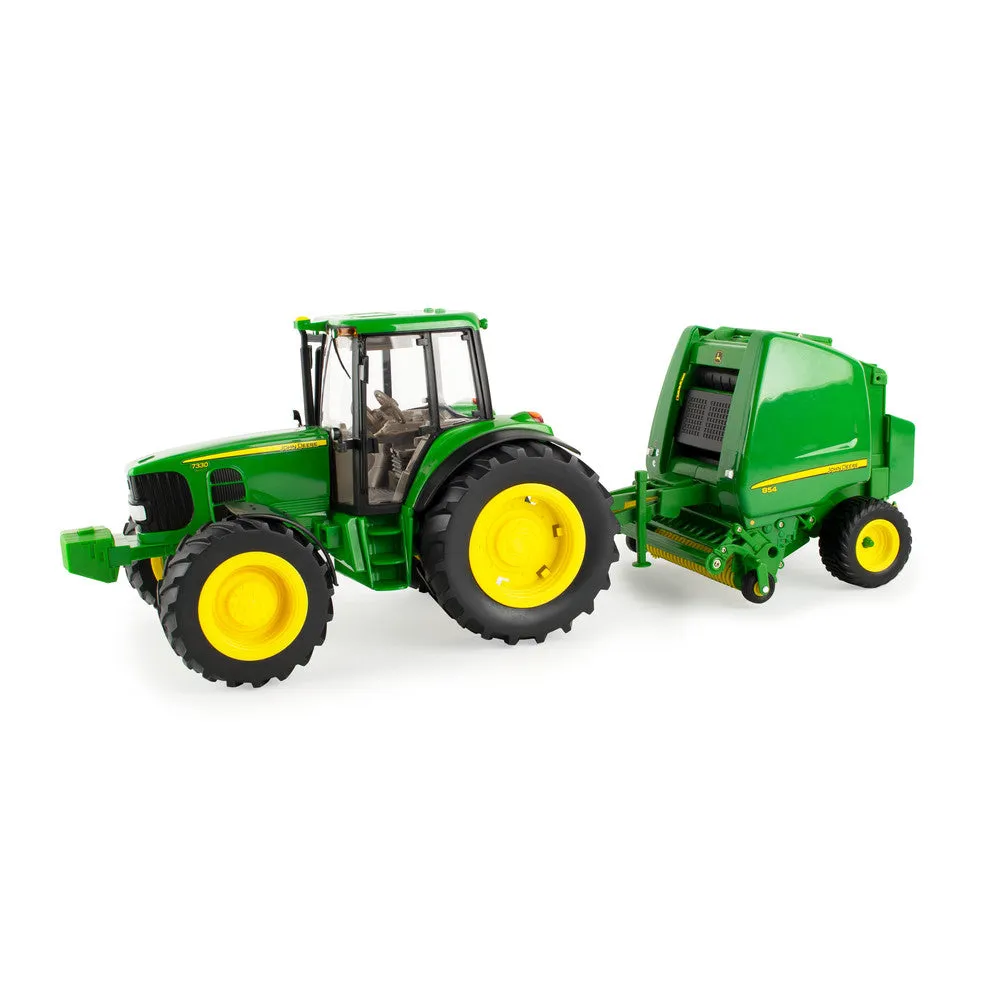 1:16 John Deere Big Farm 7330 Tractor with Baler Toy Set