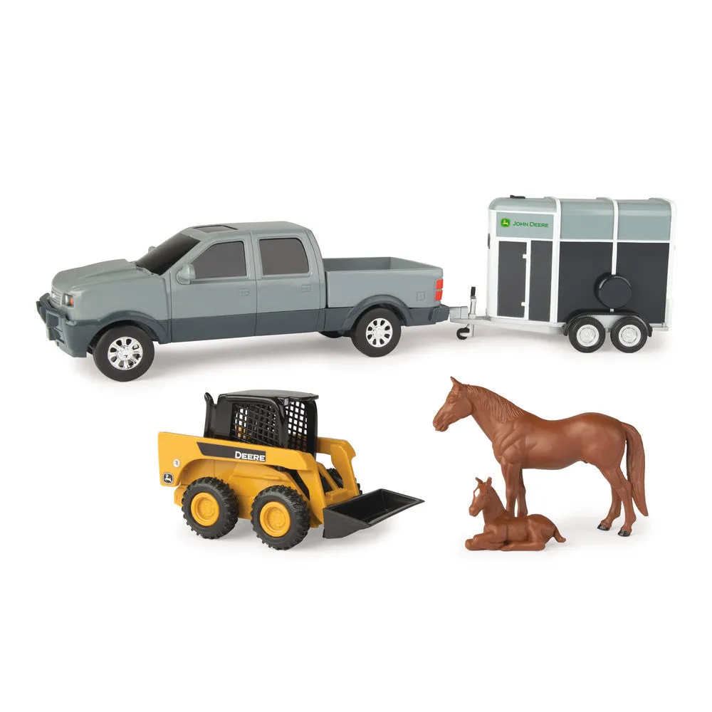 1:32 John Deere Pickup & Livestock Trailer Set Assortment Replica Toy