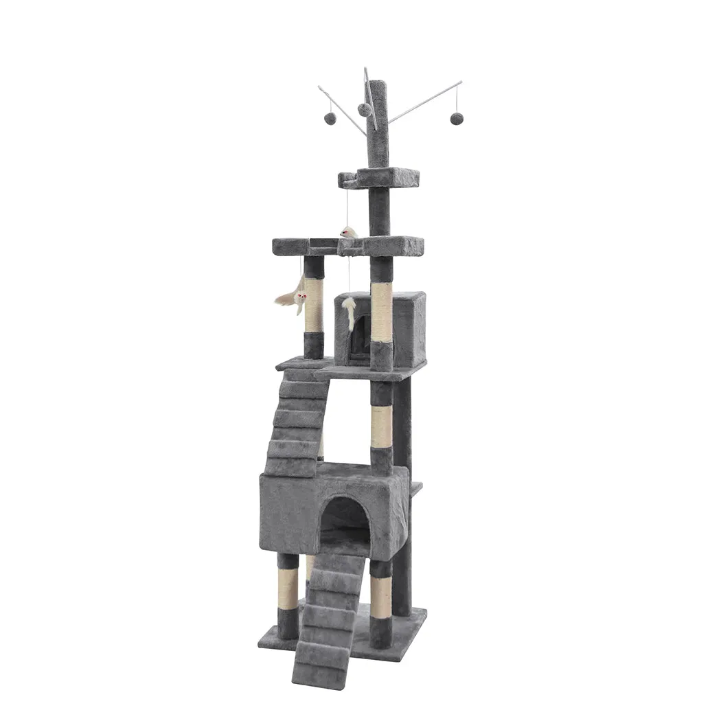 2.1M Cat Scratching Post Tree Gym House Condo Furniture Scratcher Tower - Grey