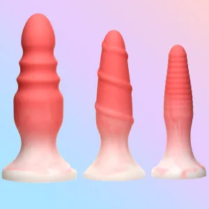 3 Piece Silicone Butt Plug Set - Pink