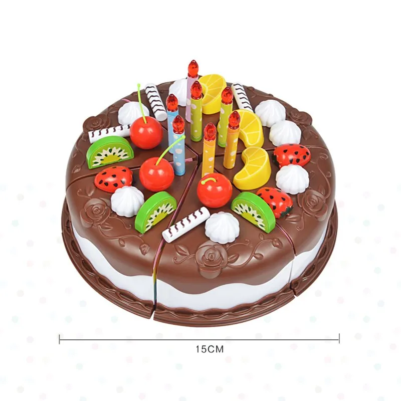 37Pcs DIY Chocolates Cake Pretend Play Kitchen Toys Fruit Birthday Cake Cutting Toys Kitchen Food Toys For Girls