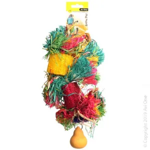 Avi One Bird Toy Loofah with Raffia Wooden Beads and Gourd