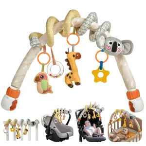 Baby arch toy 2 in 1 Spiral car seat toys koala giraffe parrot arch stroller baby toy, travel crib bouncer bassinet activity toys 0 Month 