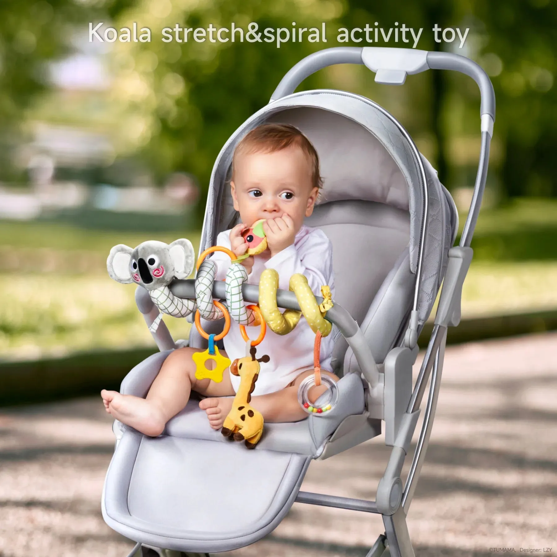 Baby arch toy, soft spiral car seat toy koala giraffe bird arch stroller baby toy travel crib toy for babies 0 Month 