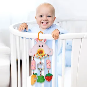 Baby Moo Berry And Carrot Wind Chime With Squeaker Hanging Toy With Teether - Pink