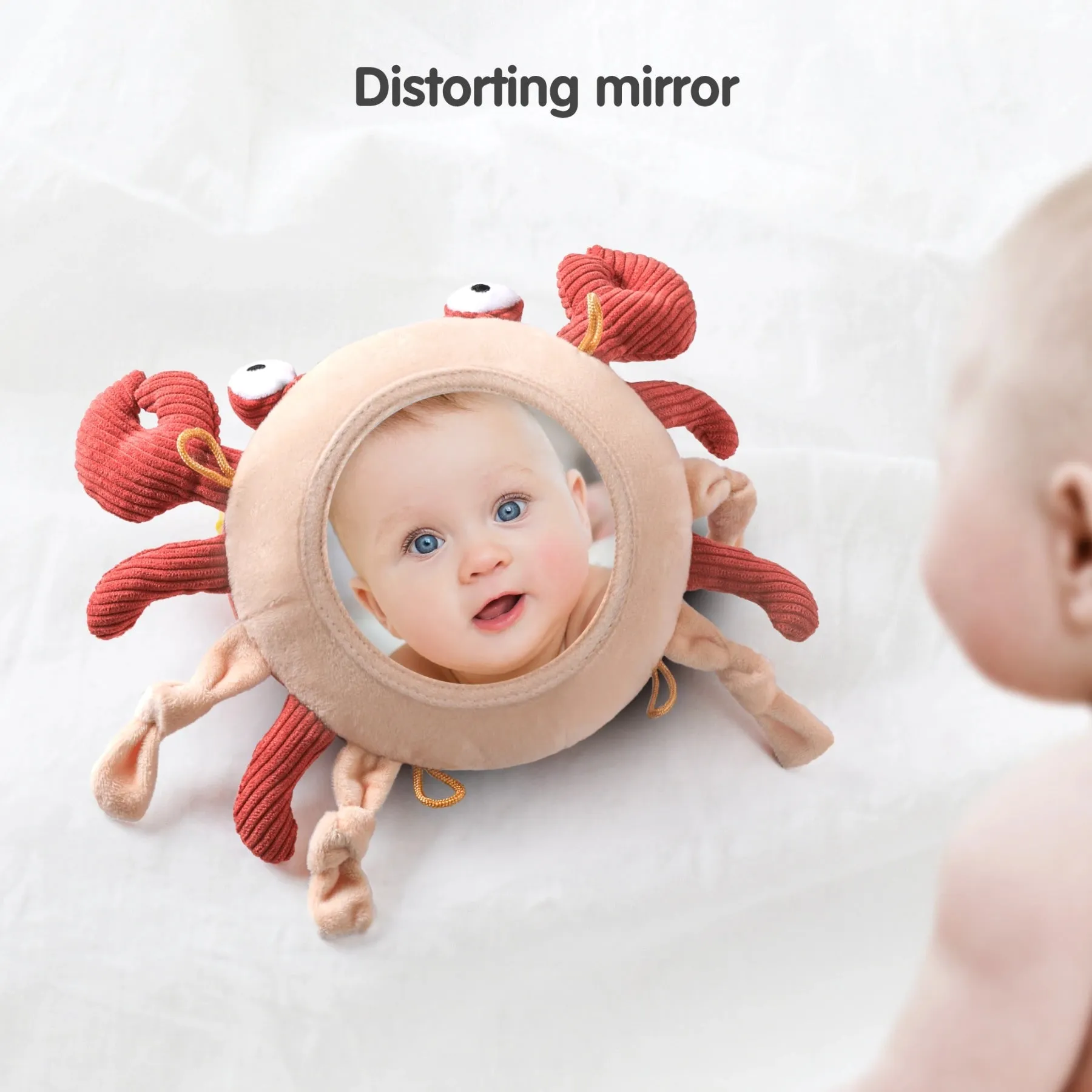 Baby toy crab hanging plush toy, crib car seat stroller cot travel toy with mirror mobile soft rattle toy for baby infant 0 Month 