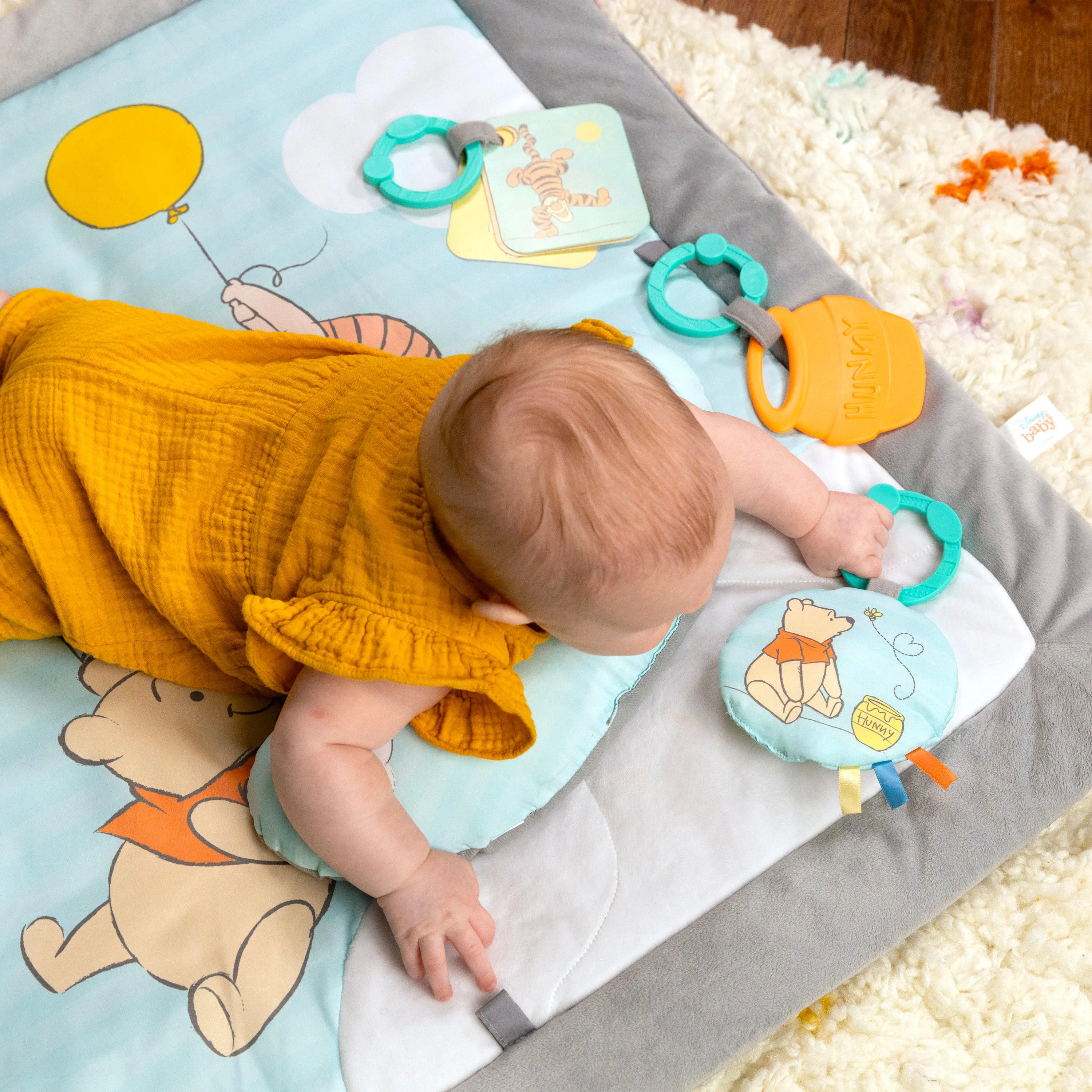 Bright Starts Disney WINNIE THE POOH Once Upon a Tummy Time Activity Gym, Blue