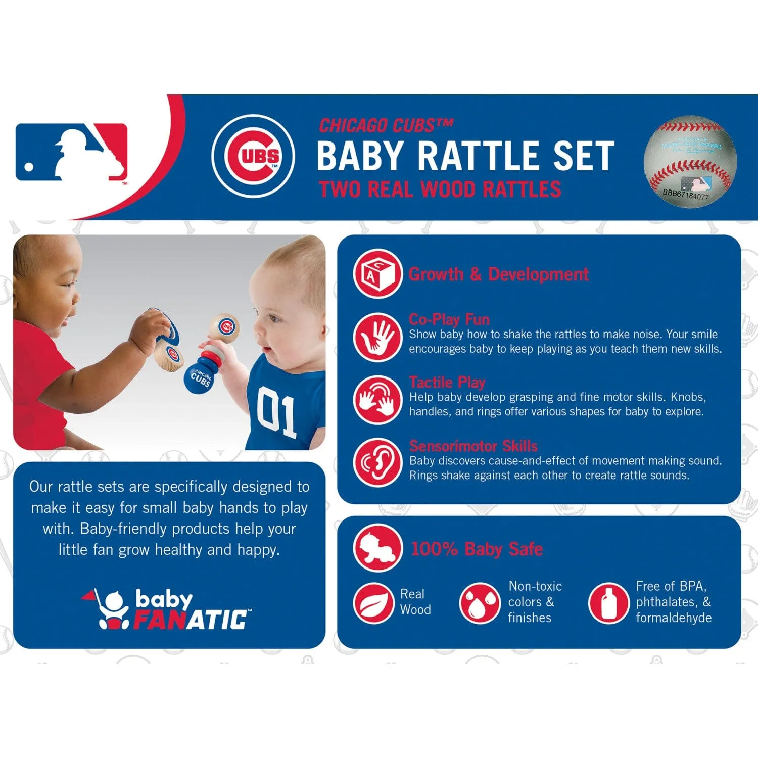 Chicago Cubs - Baby Rattles 2-Pack