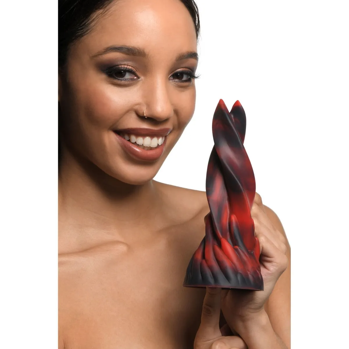 Creature Cocks Hell Kiss Twisted Tongues Silicone Dildo Red Black