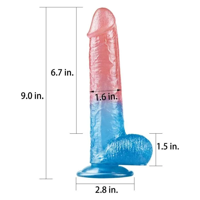 Dazzle Studs Dildo 9in Pink/Blue