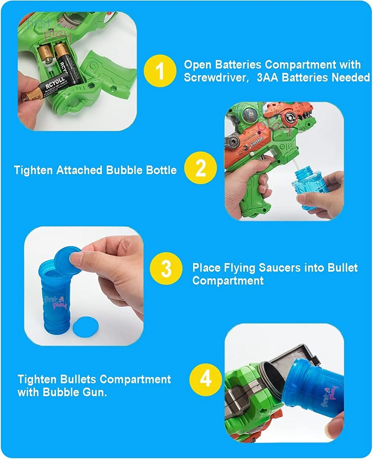 Dianosaur Shape 2 in 1 Electric Bubble Gun/Shooting Gun I Bubble Maker with Music & Lights I Kids Toys