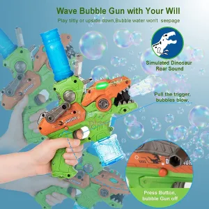 Dianosaur Shape 2 in 1 Electric Bubble Gun/Shooting Gun I Bubble Maker with Music & Lights I Kids Toys