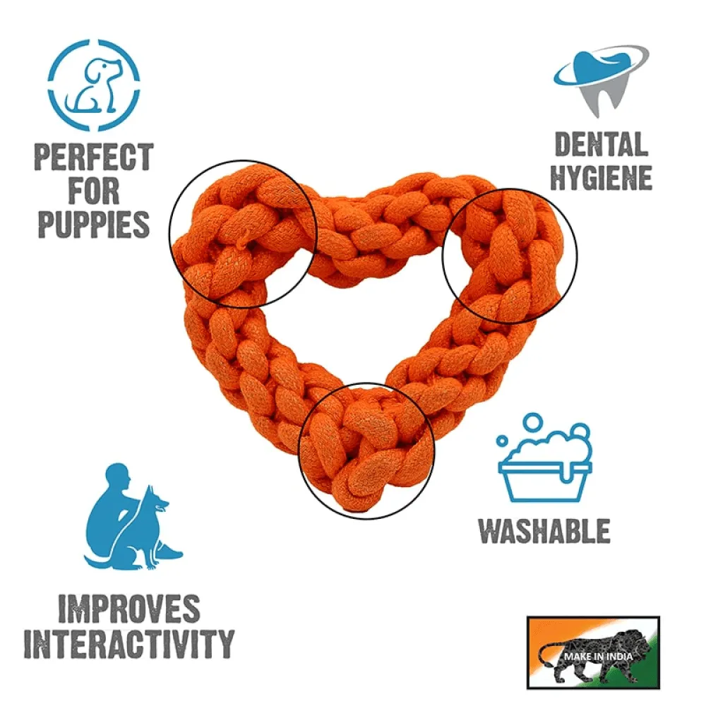 Dogitos Knotted Cotton Heart Shaped Rope Toy for Dogs