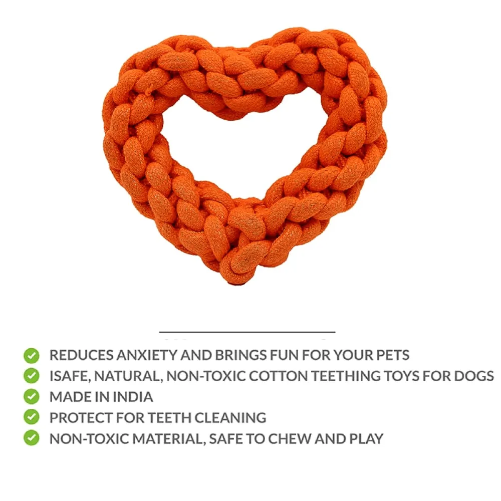 Dogitos Knotted Cotton Heart Shaped Rope Toy for Dogs