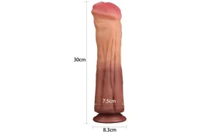 Dual layered Platinum Silicone Cock 12in