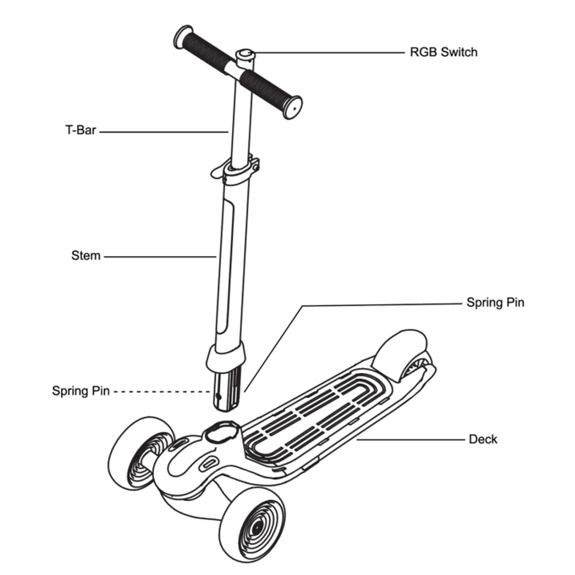 Foldable 3-Wheel Kids Scooter with Light-Up Wheels & Adjustable Height