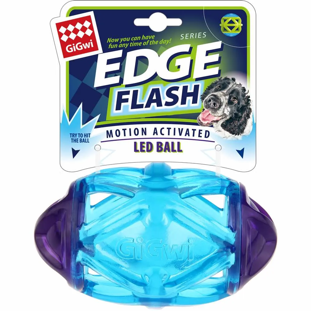 GiGwi Edge Flash Motion Activated LED Rugby Ball Dog Toy (Blue)