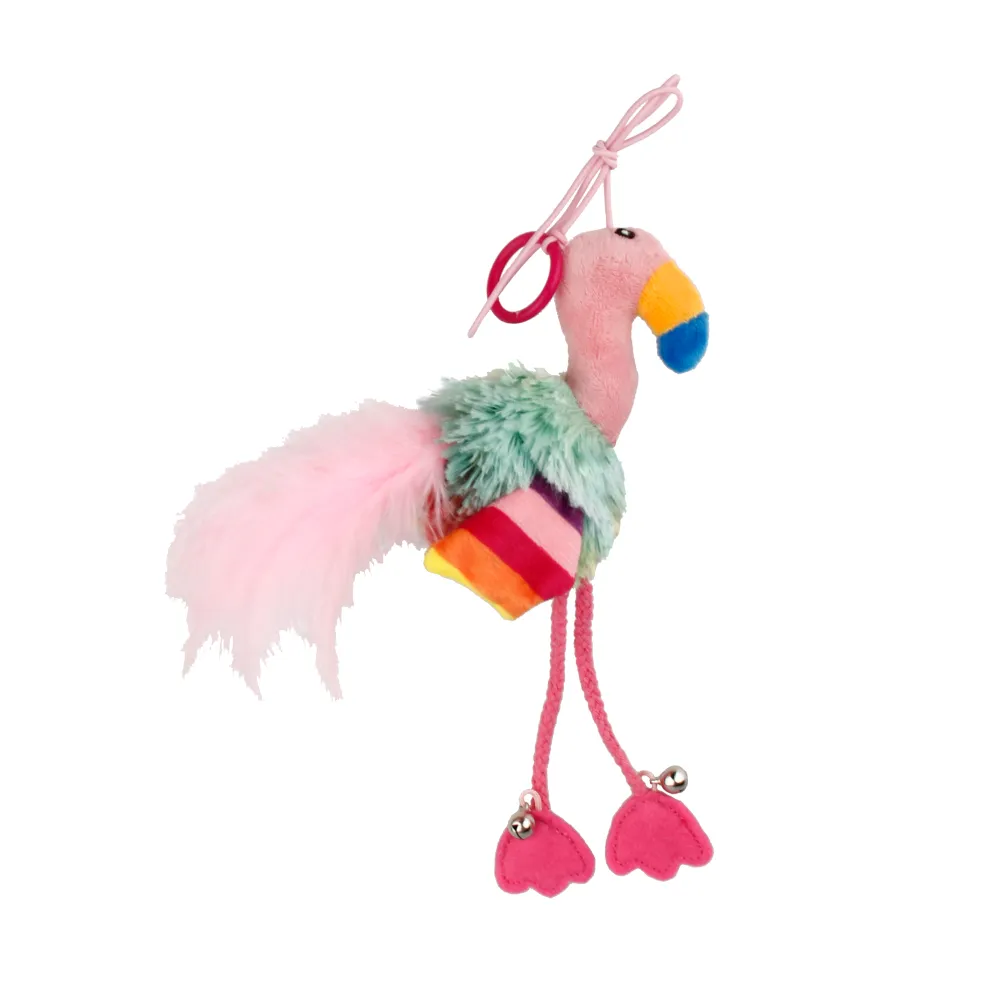 GiGwi Finger Teaser Flamingo with Crinkle Paper Catnip and Bell Inside for Cats (Pink)