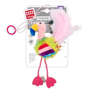 GiGwi Finger Teaser Flamingo with Crinkle Paper Catnip and Bell Inside for Cats (Pink)