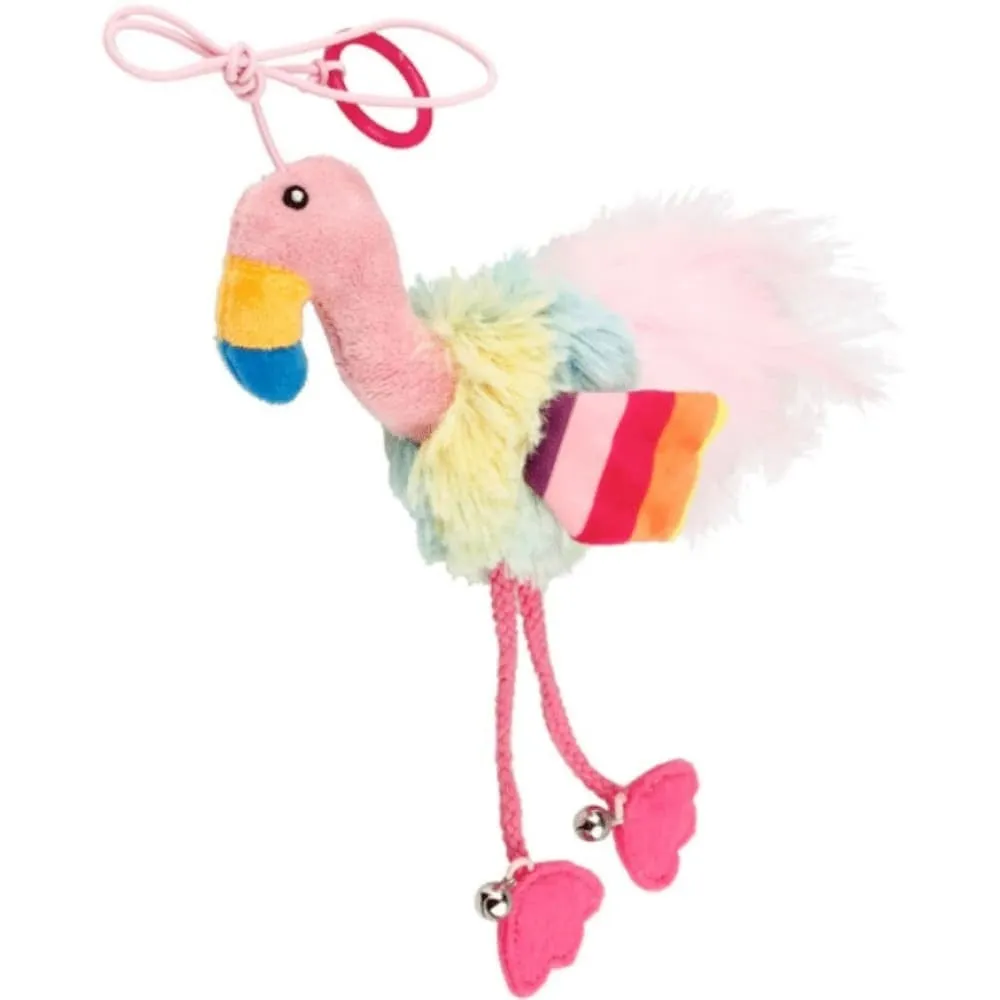 GiGwi Finger Teaser Flamingo with Crinkle Paper Catnip and Bell Inside for Cats (Pink)