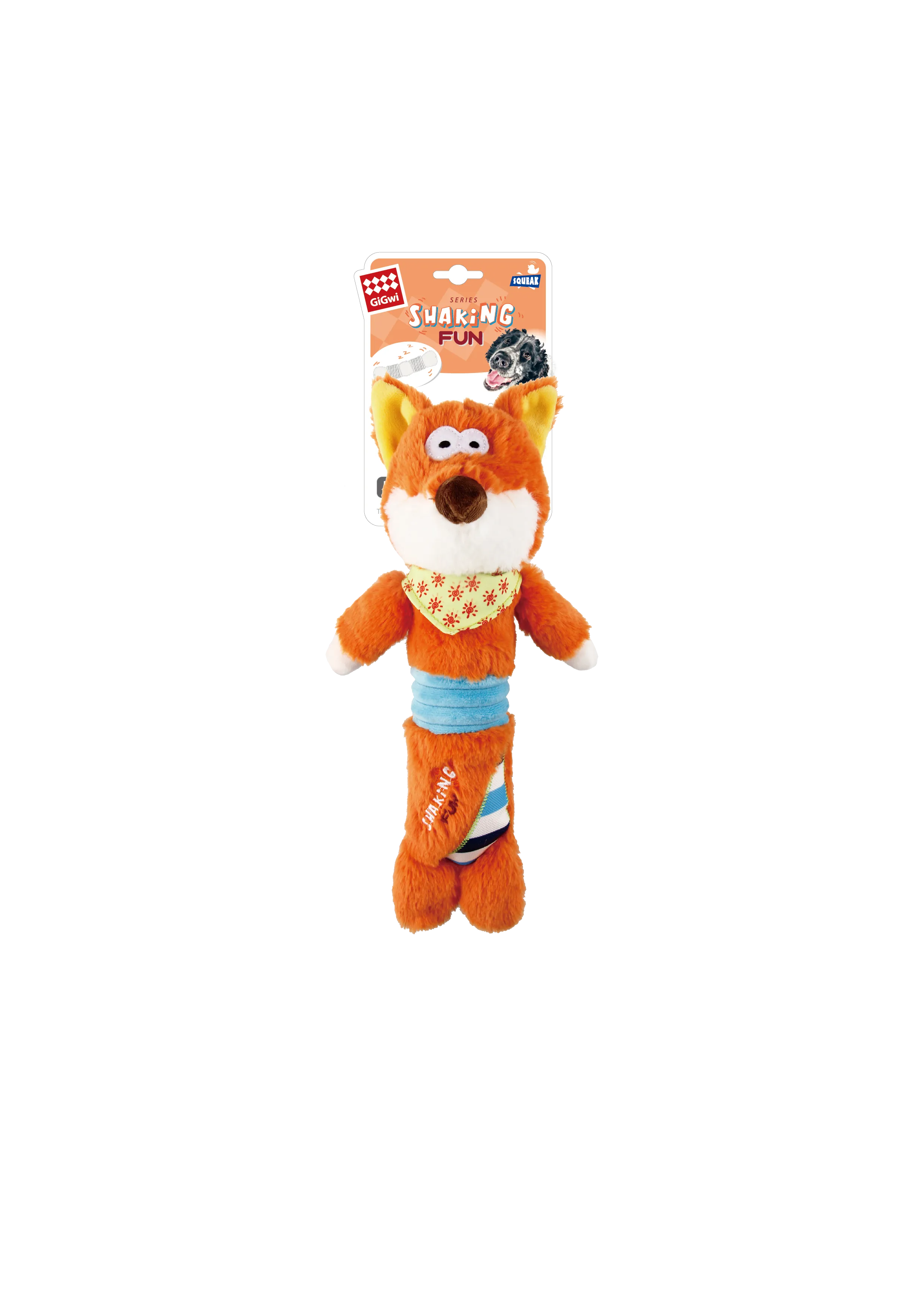 GiGwi Shaking Fun Series Fox Squeaky Crinkle Dog Toy for Medium and Large Dogs