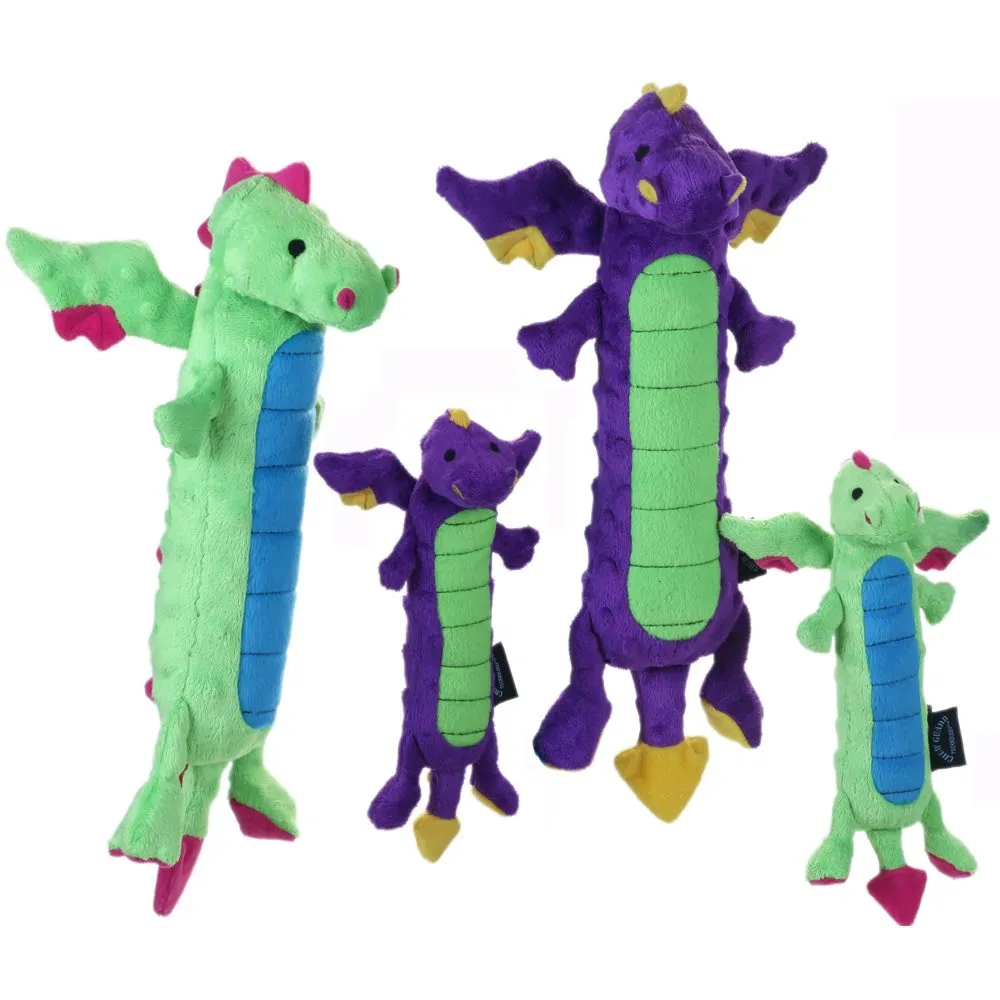 GoDog Purple Skinny Dragon Plush Dog Toy