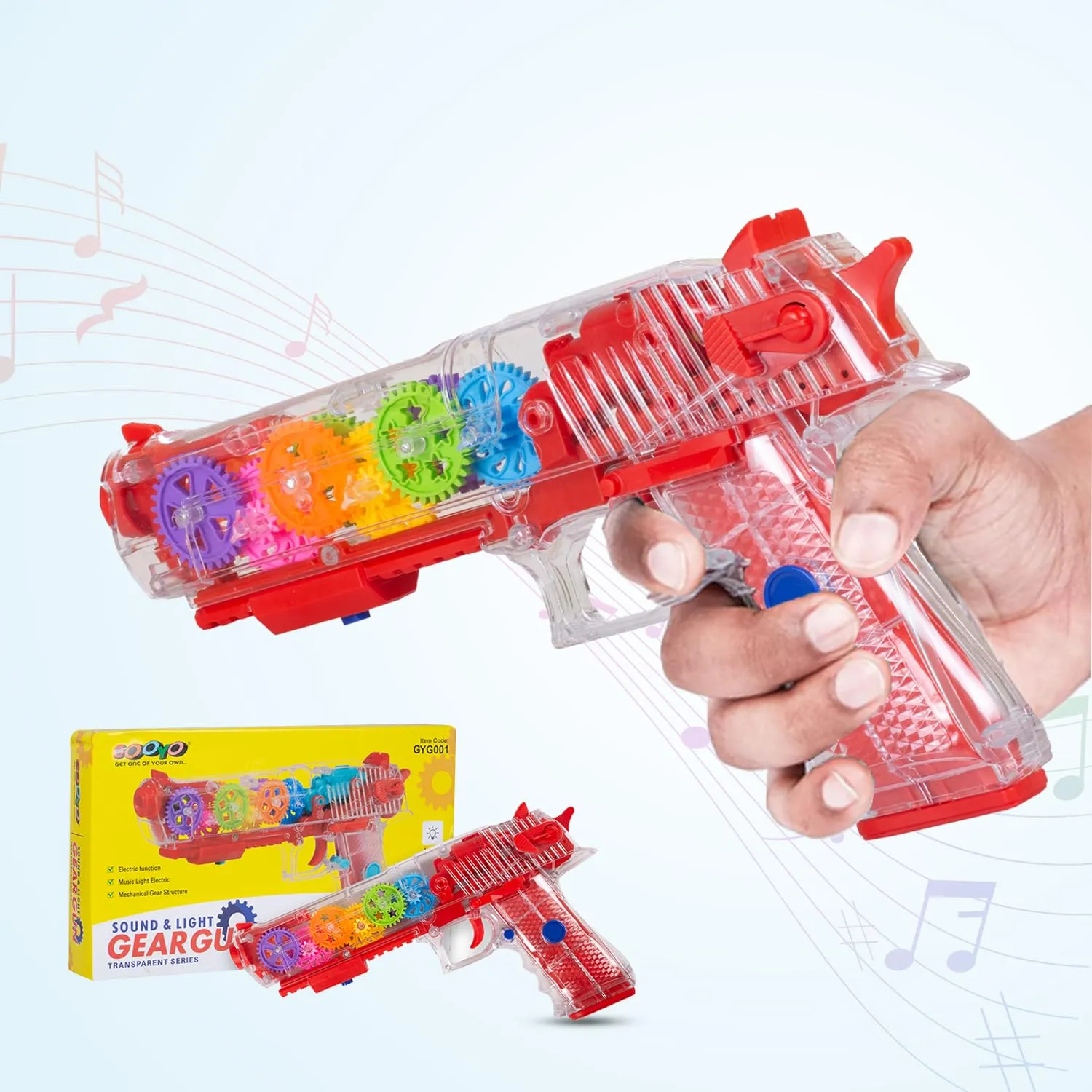 Gooyo GYG001 3D Concept Gear Toy Gun with Flashing LED Lights and Musical Sounds for Kids/Gifts/Toddlers | Multi Color, Power Source: 3xAA Battery (Not Included)