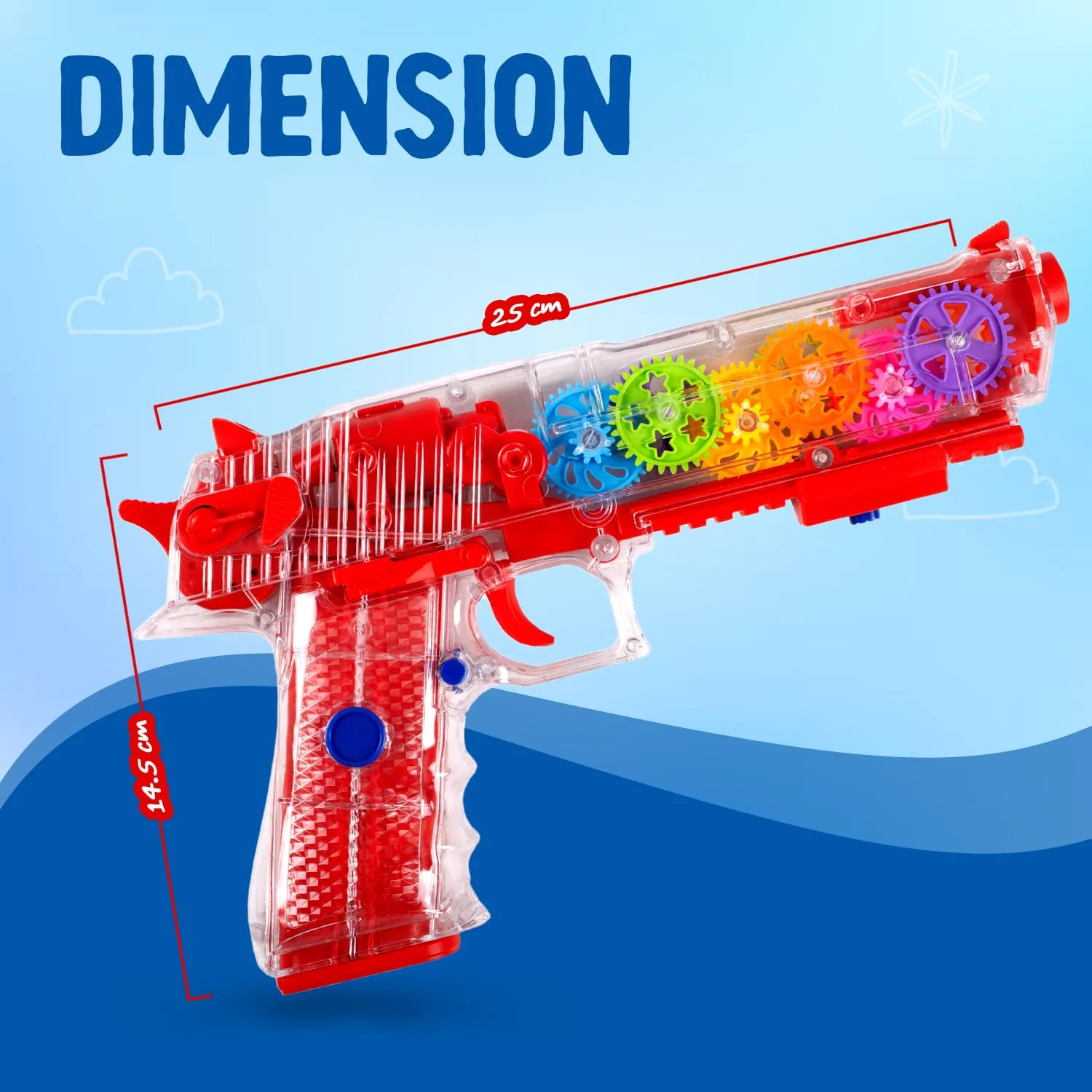 Gooyo GYG001 3D Concept Gear Toy Gun with Flashing LED Lights and Musical Sounds for Kids/Gifts/Toddlers | Multi Color, Power Source: 3xAA Battery (Not Included)