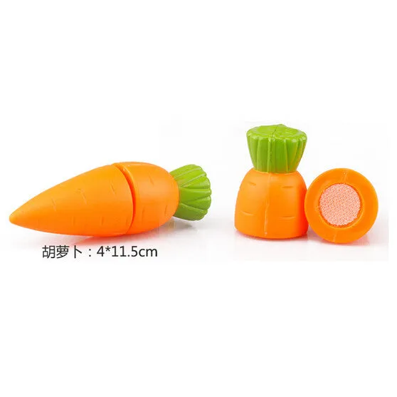 Hot Sale Plastic Kitchen Food Fruit Vegetable Cutting Kids Pretend Play Educational Toy Safety Children Kitchen Toys Sets