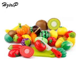 Hot Sale Plastic Kitchen Food Fruit Vegetable Cutting Kids Pretend Play Educational Toy Safety Children Kitchen Toys Sets