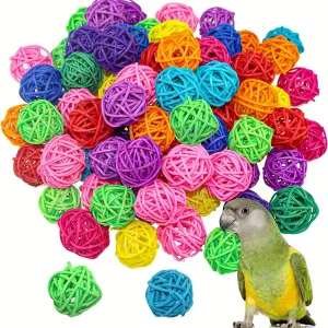 Interactive Parrot Chew Toy Set Fun and Durable Straw Ball for Pet Cage