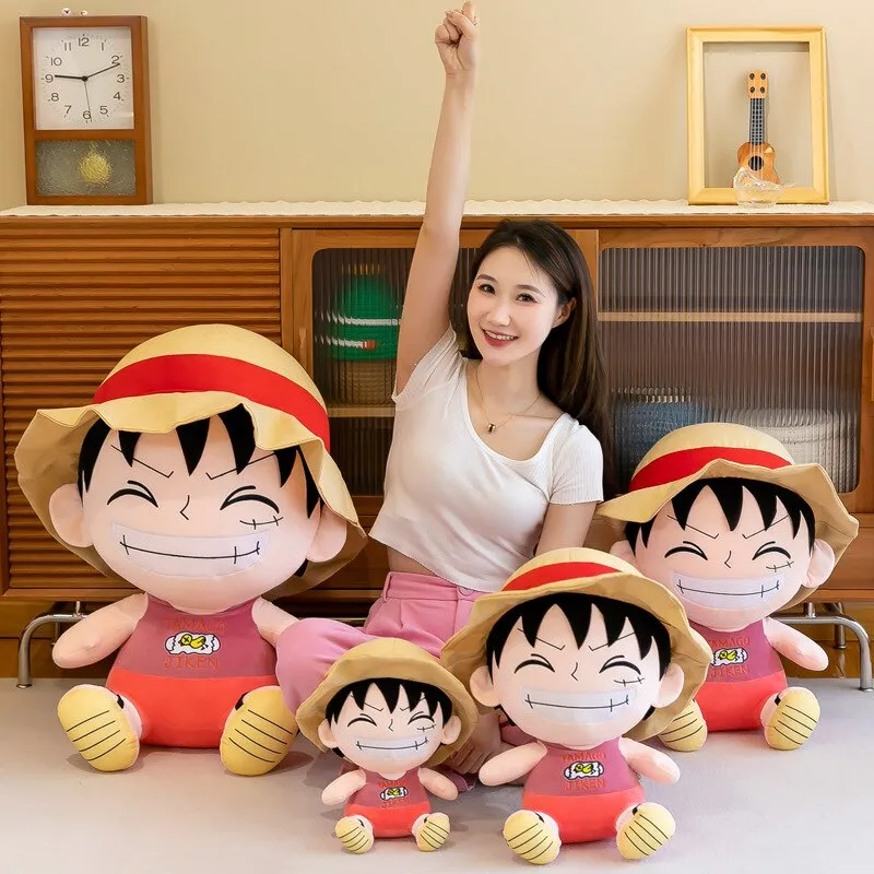 Kawaii Anime Figure Luffy Plush Throw Pillow One Piece Plush Toys Stuffed Doll Cute