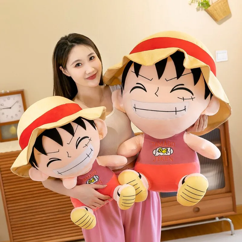 Kawaii Anime Figure Luffy Plush Throw Pillow One Piece Plush Toys Stuffed Doll Cute