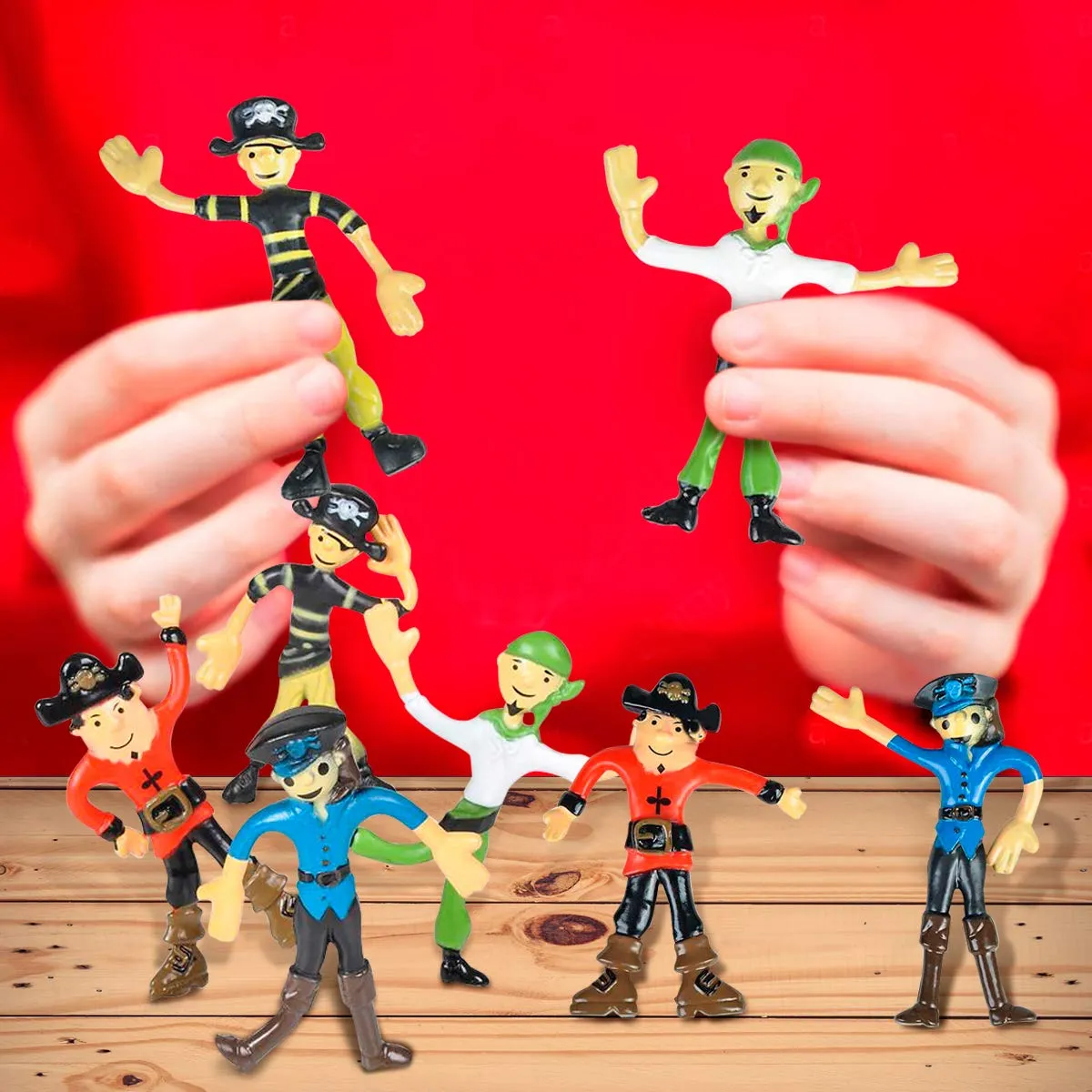 Kicko Bendable Pirates - 12 Pack of 3.75 Inches Rubbery Pirates - Stress Reliever, School