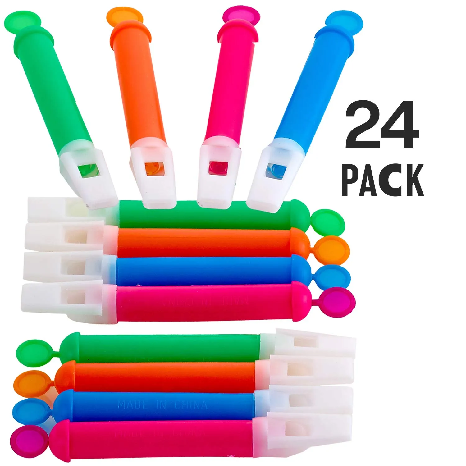 Kicko Mini Slide Whistles - 24 Pack - 4.5 Inch - for Kids, Party Favors, Stocking