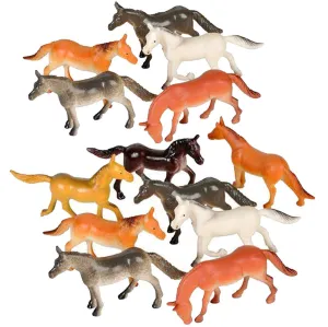 Kicko Vinyl Toy Horses - 2.5 Inch Doll Ponies in Assorted Colors and Styles, Pack