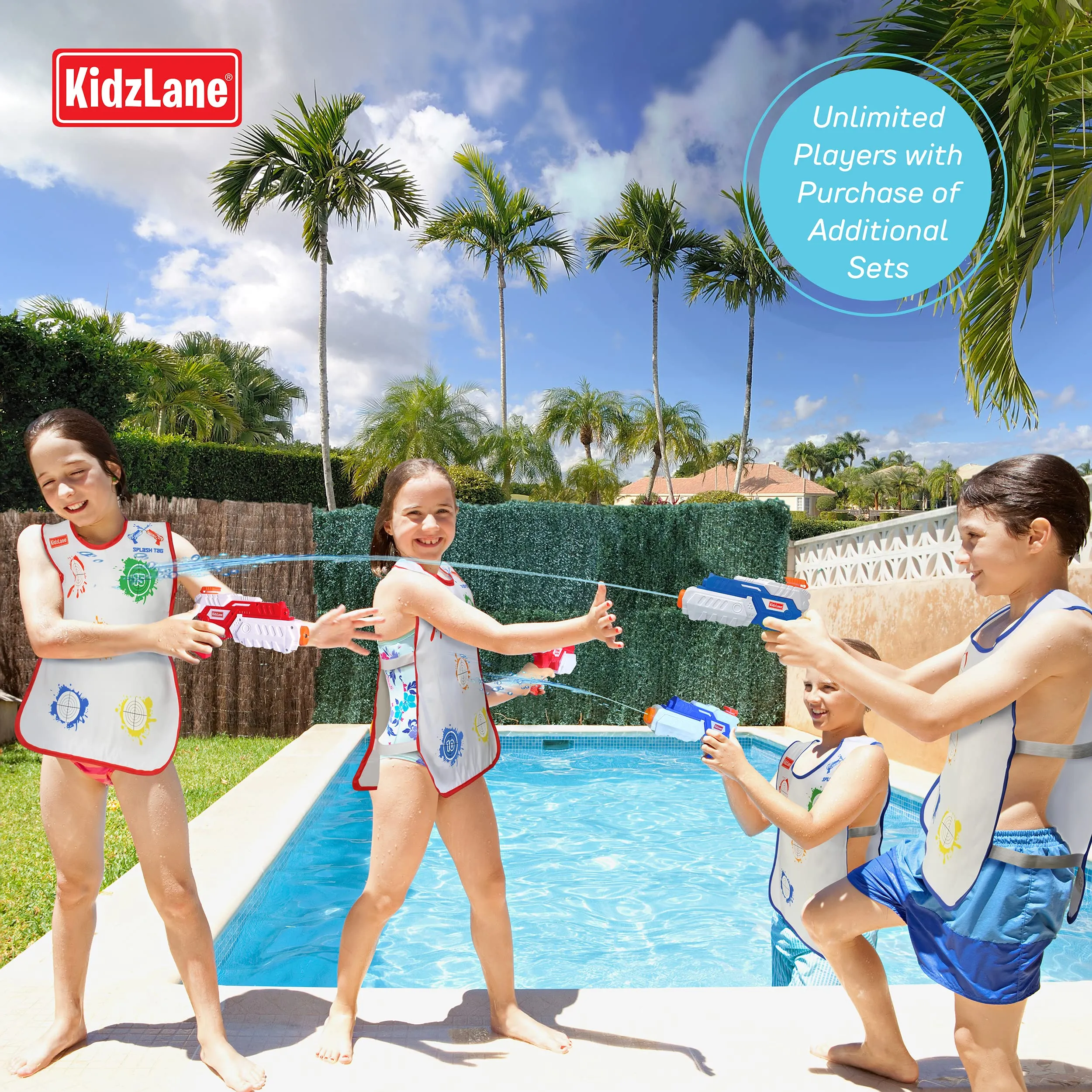 Kidzlane Water Guns & Water Activated Vests | Fun Water Toy for Kids Outside | Backyard