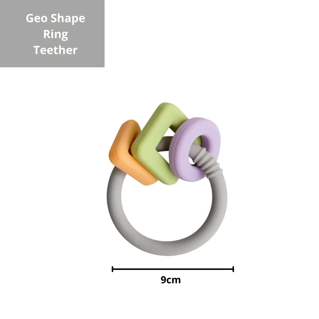 Little Rawr Geo Shape Ring Teether Toy- Multicolour