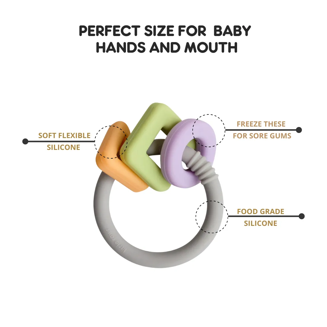 Little Rawr Geo Shape Ring Teether Toy- Multicolour