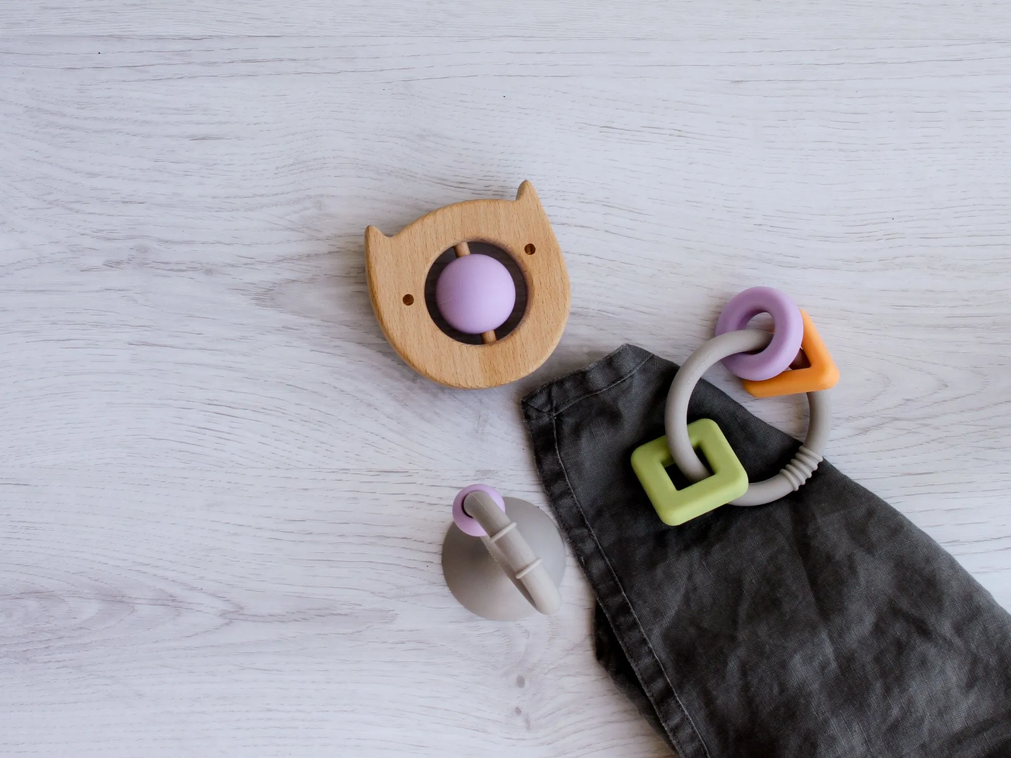 Little Rawr Geo Shape Ring Teether Toy- Multicolour