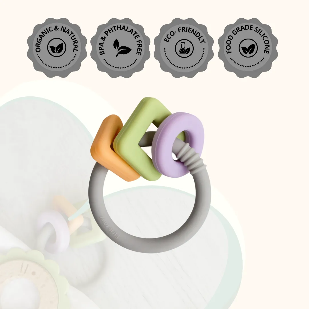 Little Rawr Geo Shape Ring Teether Toy- Multicolour