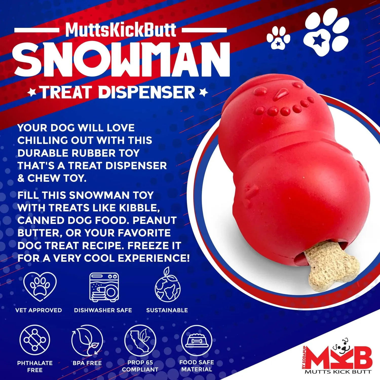 MKB Snowman Durable Rubber Chew Toy