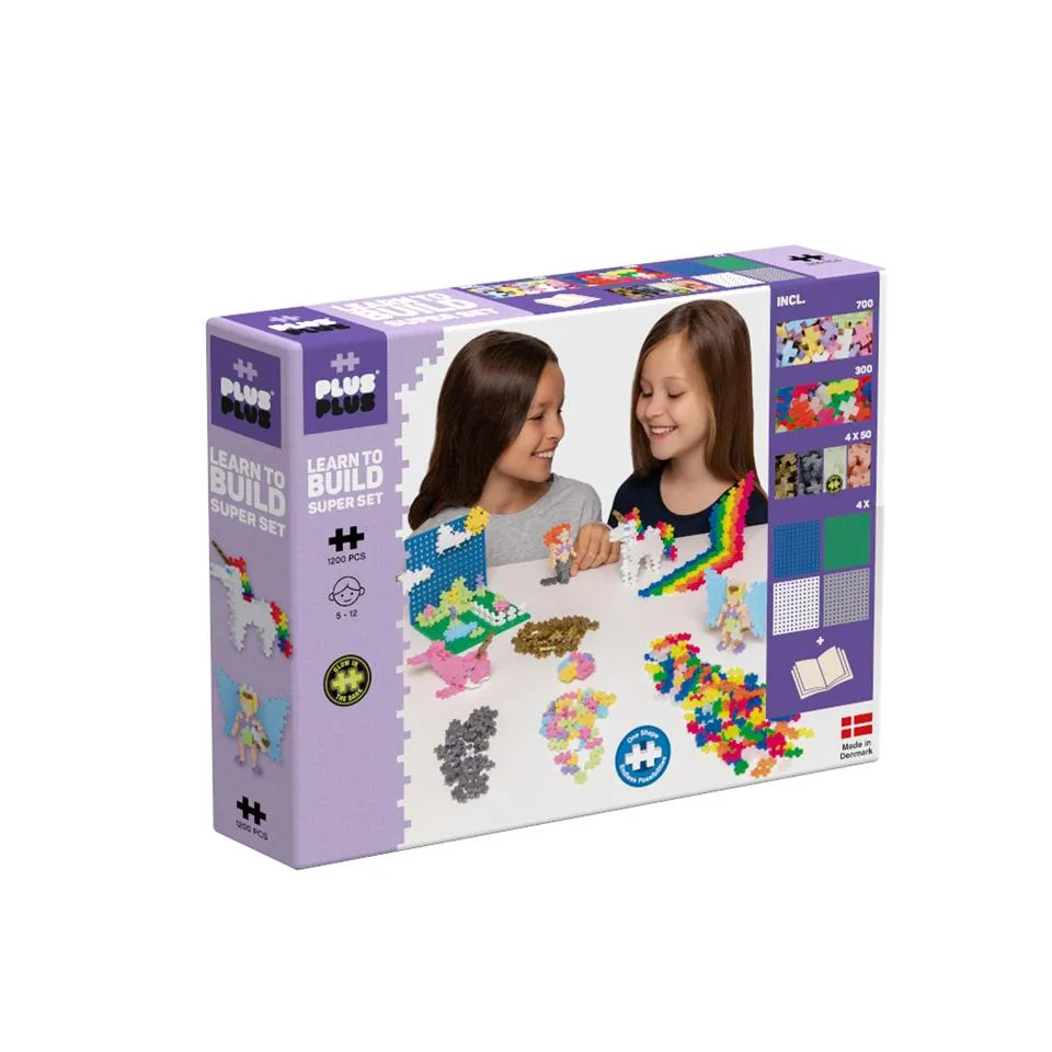 Plus Plus Learn to Build Super Set 1200pcs - Pastel Set