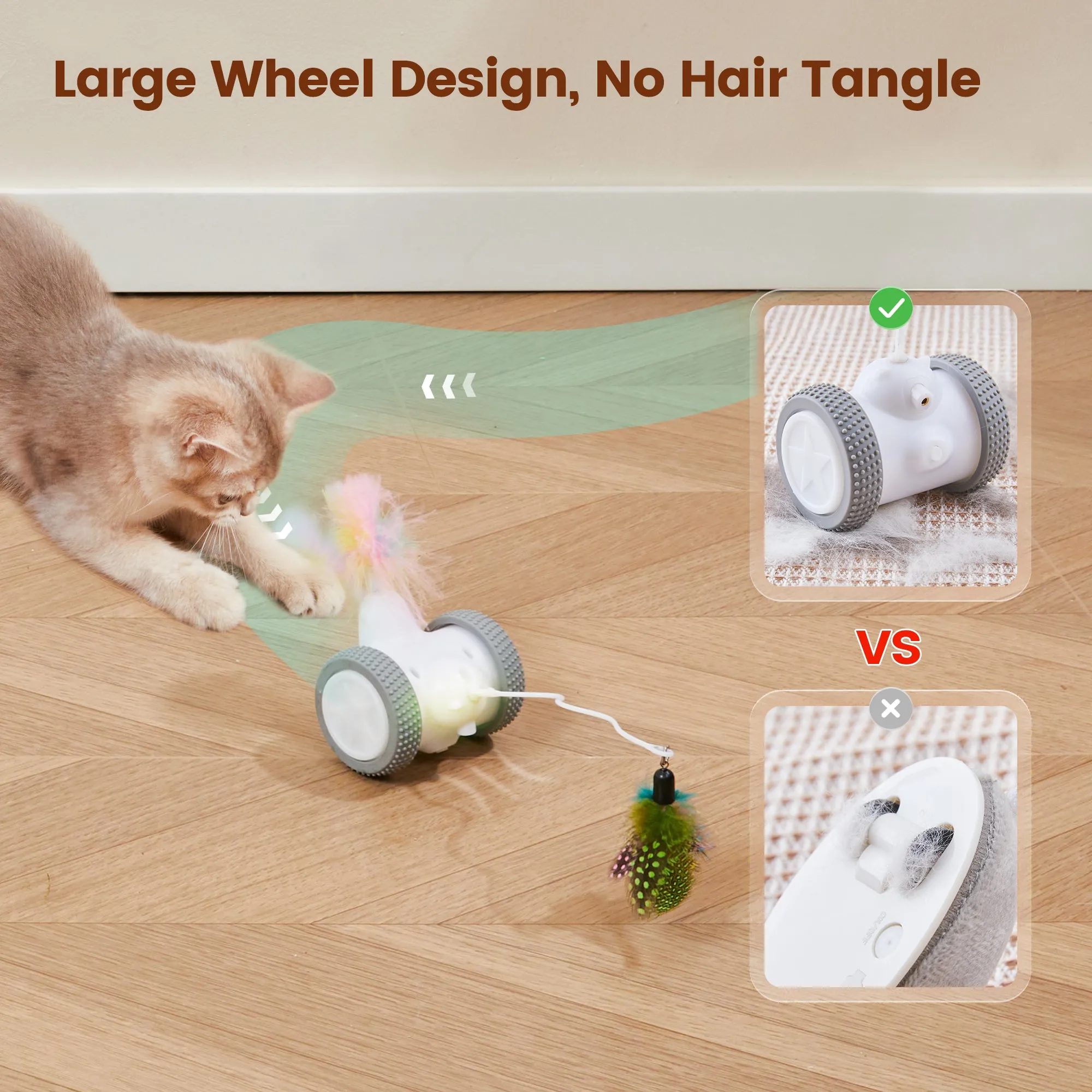 Potaroma Cat Laser Toys Interactive 3in1, Rechargeable, Automatic Moving Wheels