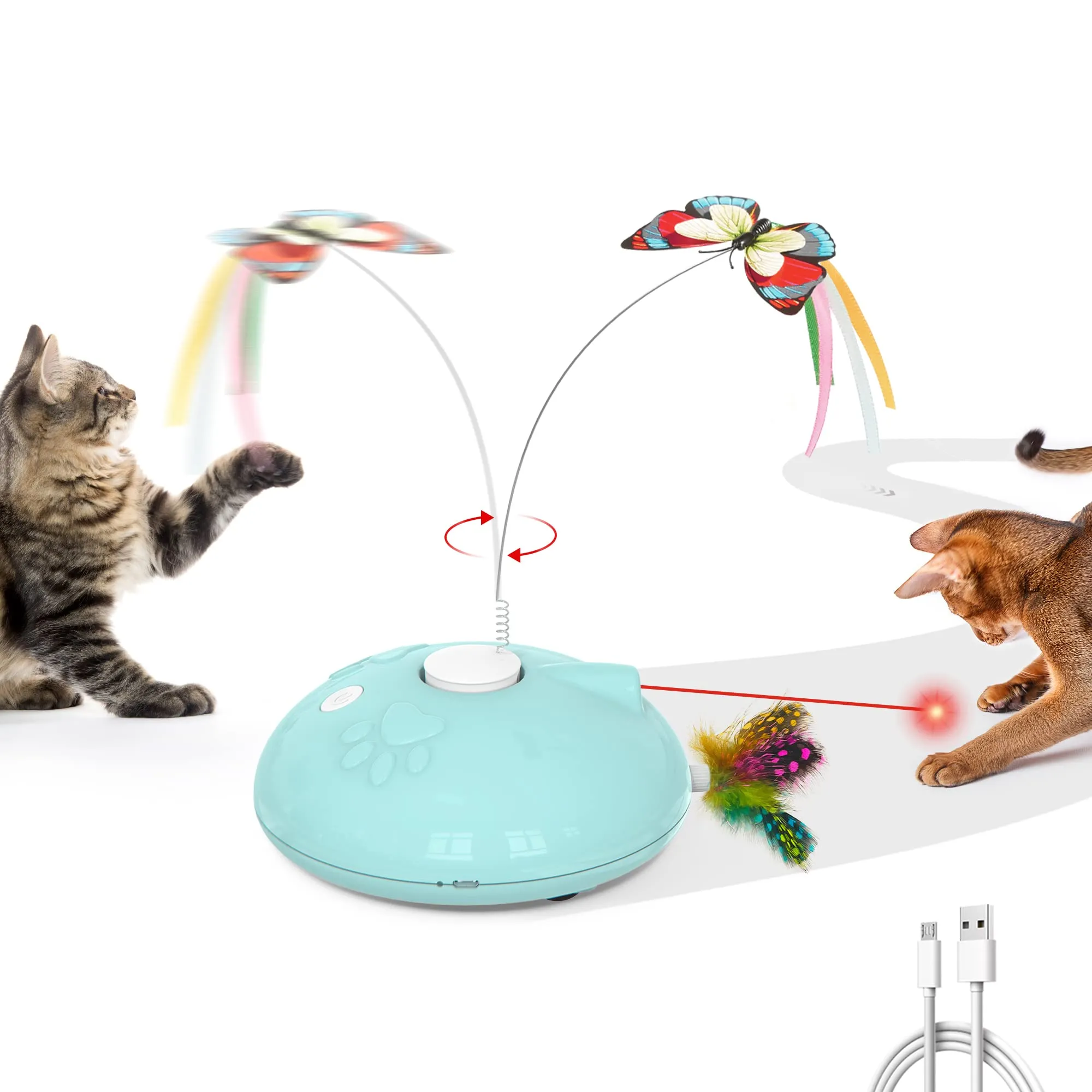 Potaroma Cat Laser Toys Interactive, 4in1 Rechargeable Kitten Toy