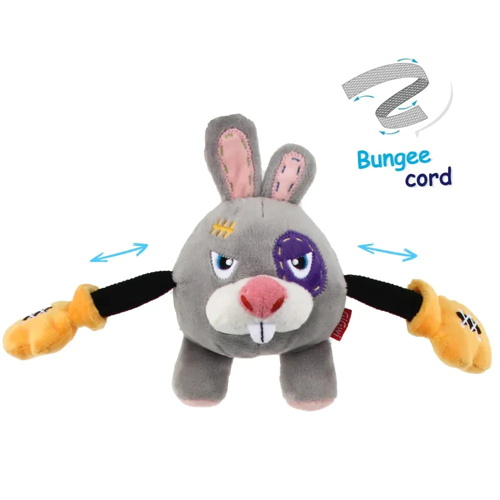 Rock Zoo 'King Boxer' Rabbit With Squeaker & Crinkle Paper Plush/BungeeArm