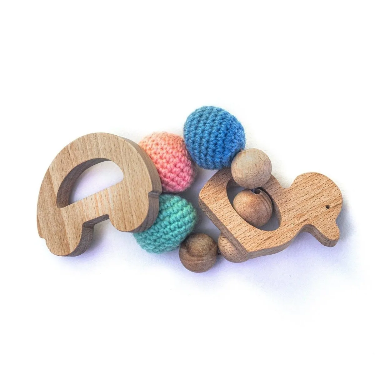 Rocking Potato Wooden Teether Cum Rattle - Duck & Car