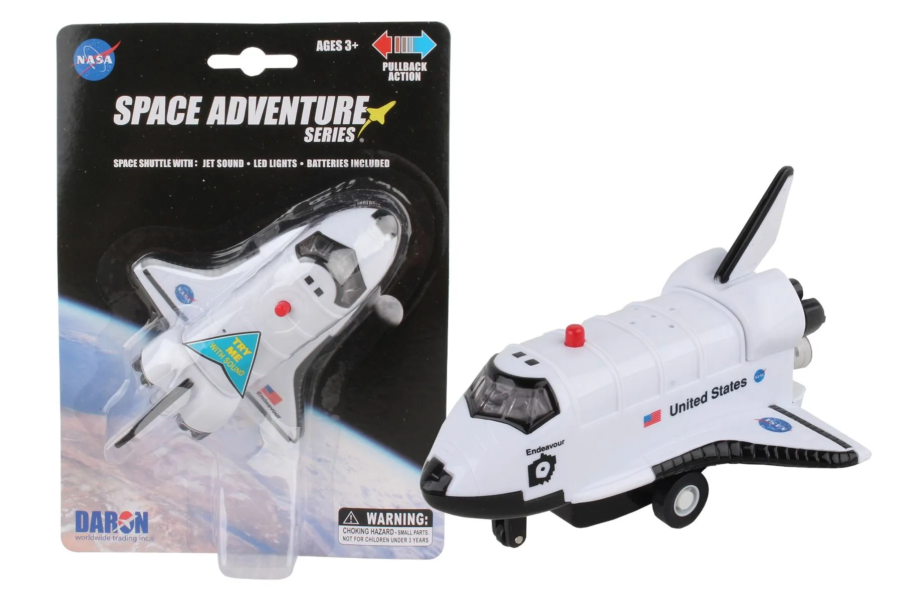 Space Shuttle Pullback Toy Discovery OR ENDEAVOUR - Sound and Lights Effects - Best Gift for Girls, Boys Birthday