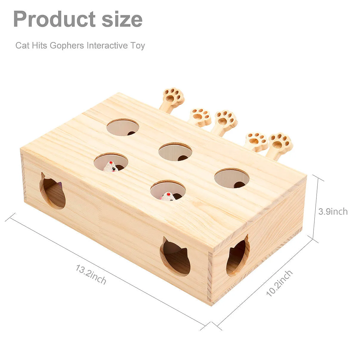 Wooden Whac-A-Mole Toy for Cat