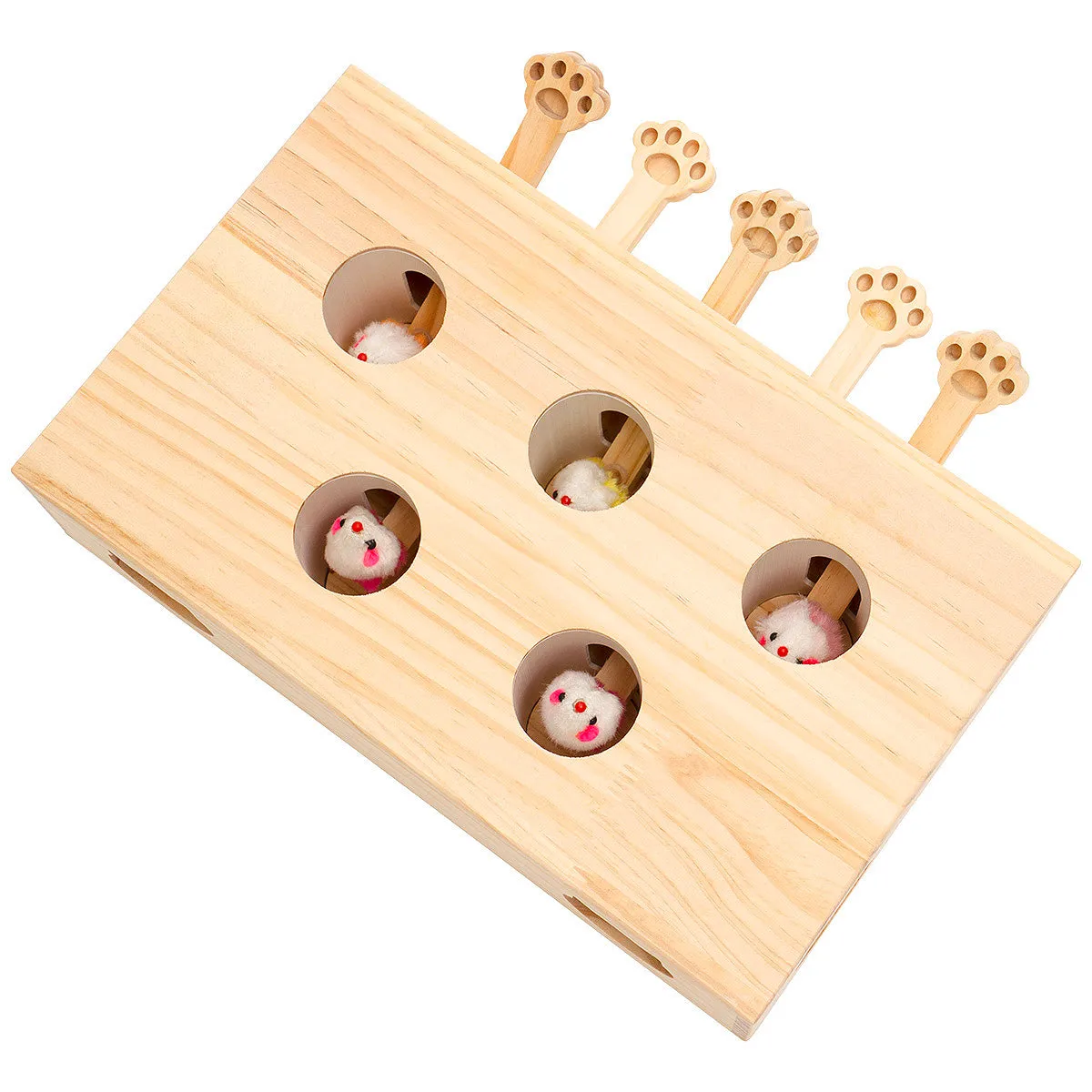 Wooden Whac-A-Mole Toy for Cat